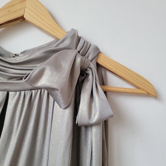 Cocktail Metallic Silver Midi Dress - Picture 3 of 14